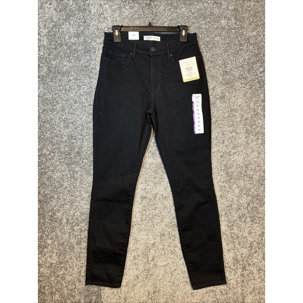 Levi Signature Gold Jeans Women 6M Black Mid Rise Skinny Soft Stretch Denim